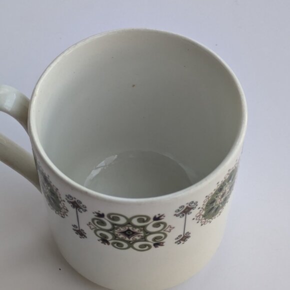 Vintage Johnson BrOne Size. Malaga Coffee Cup White Green Rust Paisley Mug - Picture 7 of 7